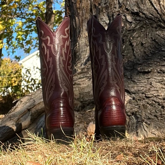 Men’s Vintage Justin Teju Lizard Burgundy Boots 8 ½ D - Picture 7 of 12